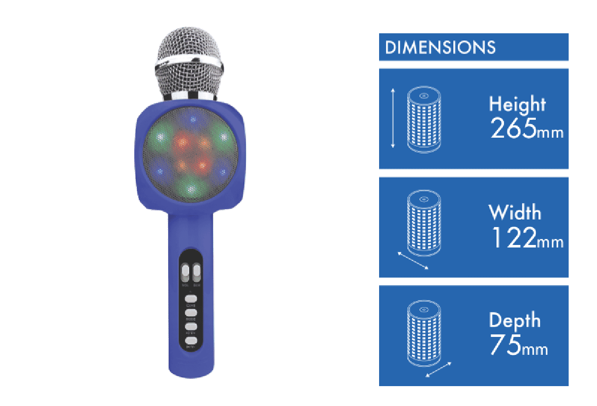 Techxtras Bluetooth Karaoke Microphone - Blue