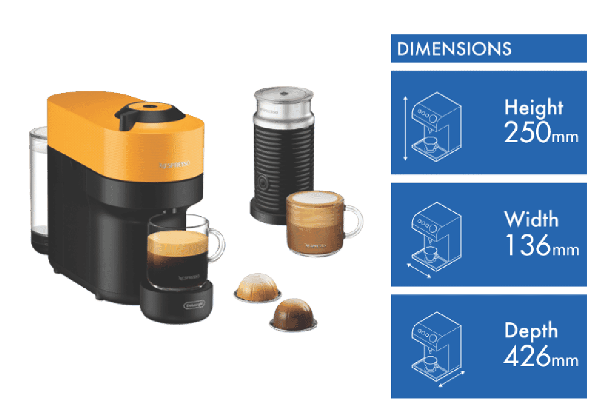 Nespresso Vertuo Pop Bundle Capsule Machine Mango Yellow ENV90YAE