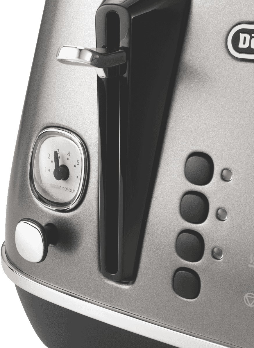 DeLonghi CTIN4003TB Distinta Perla 4 Slice Toaster Titan at The Good Guys