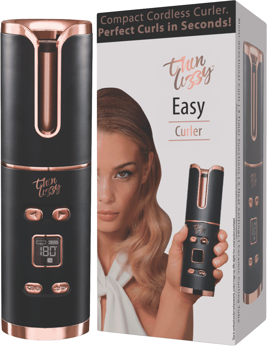 Thin Lizzy UCurl Auto Curler Black and Rose Gold