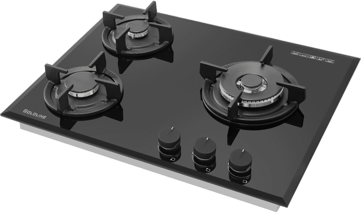 Goldline 60cm Gas Cooktop Premium Black Glass