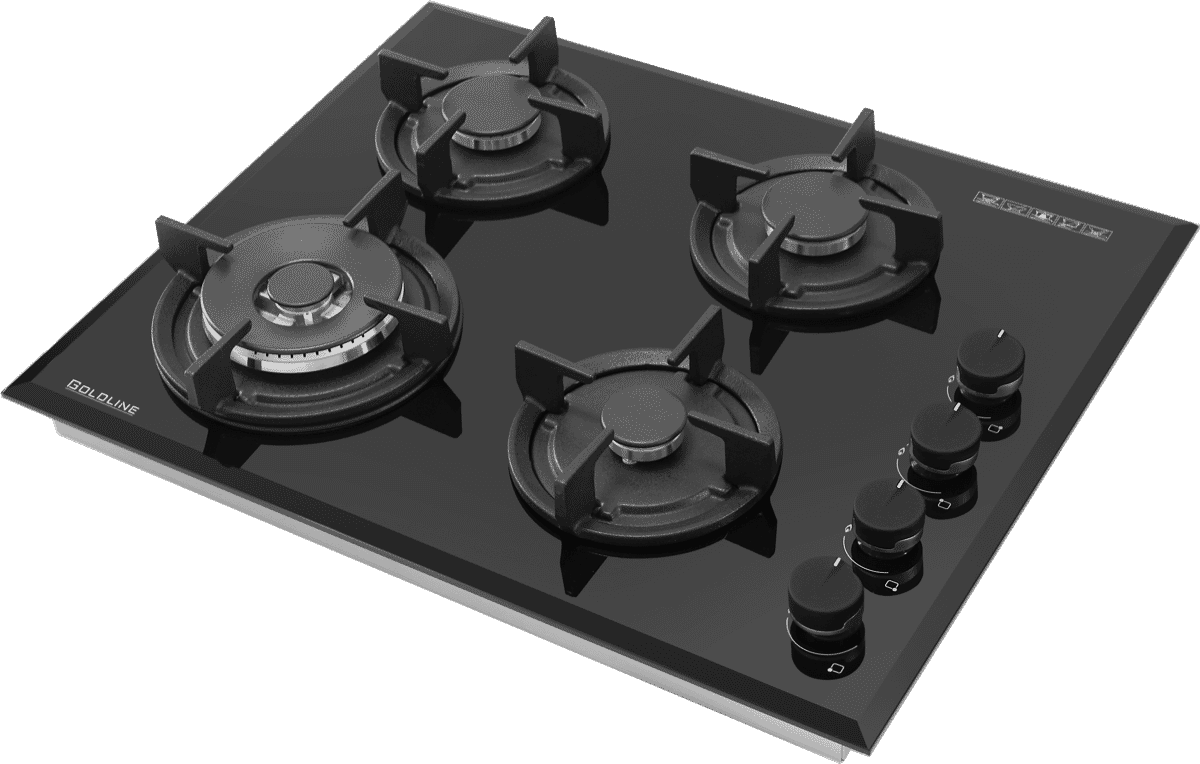 Goldline 70cm gas cooktop premium black glass