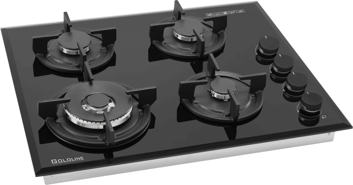 Goldline 70cm gas cooktop premium black glass
