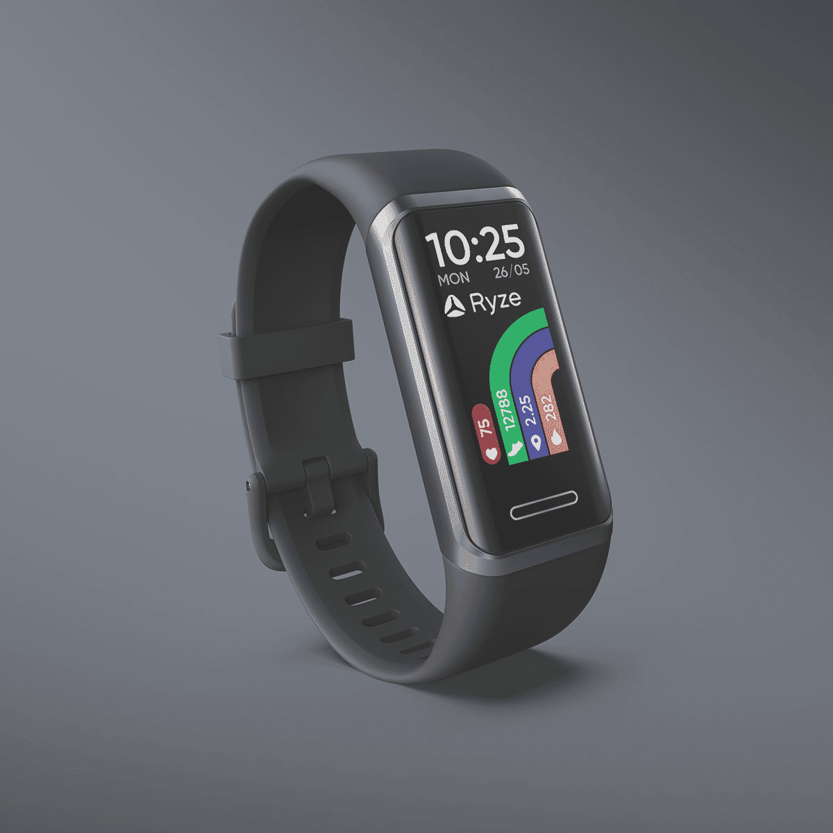 Ryze Elevate Smartwatch Dark Grey - Black Strap