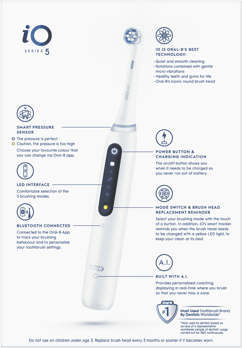 Oral B IO Series 5 White Electric Toothbrush IO5 WHITE
