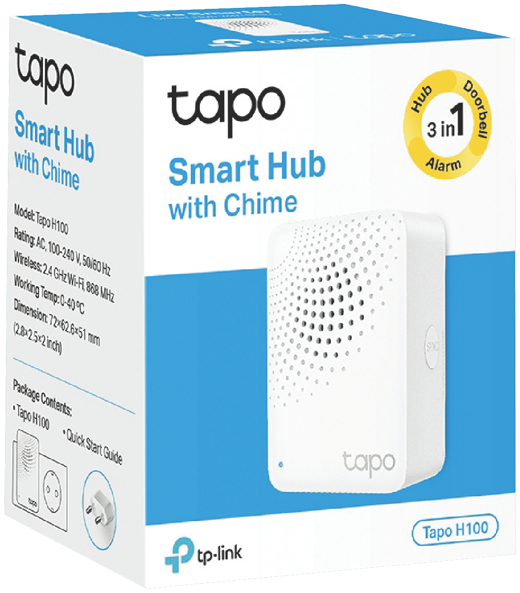 TP-Link Tapo T310 Smart Temperature/Humidity Sensor & Tapo H100 Smart Hub  with Chime