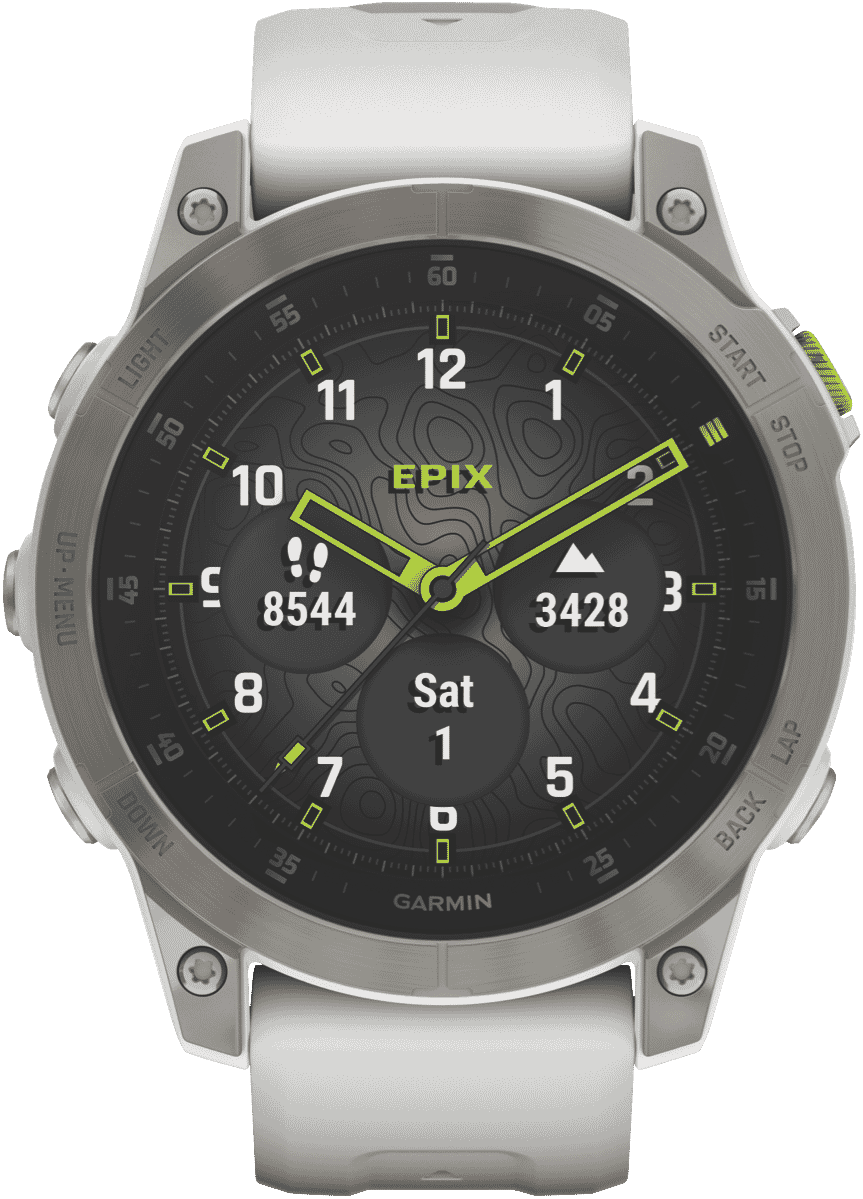 Garmin epix (Gen 2), Silver Titanium with Carrera White Silicone Band