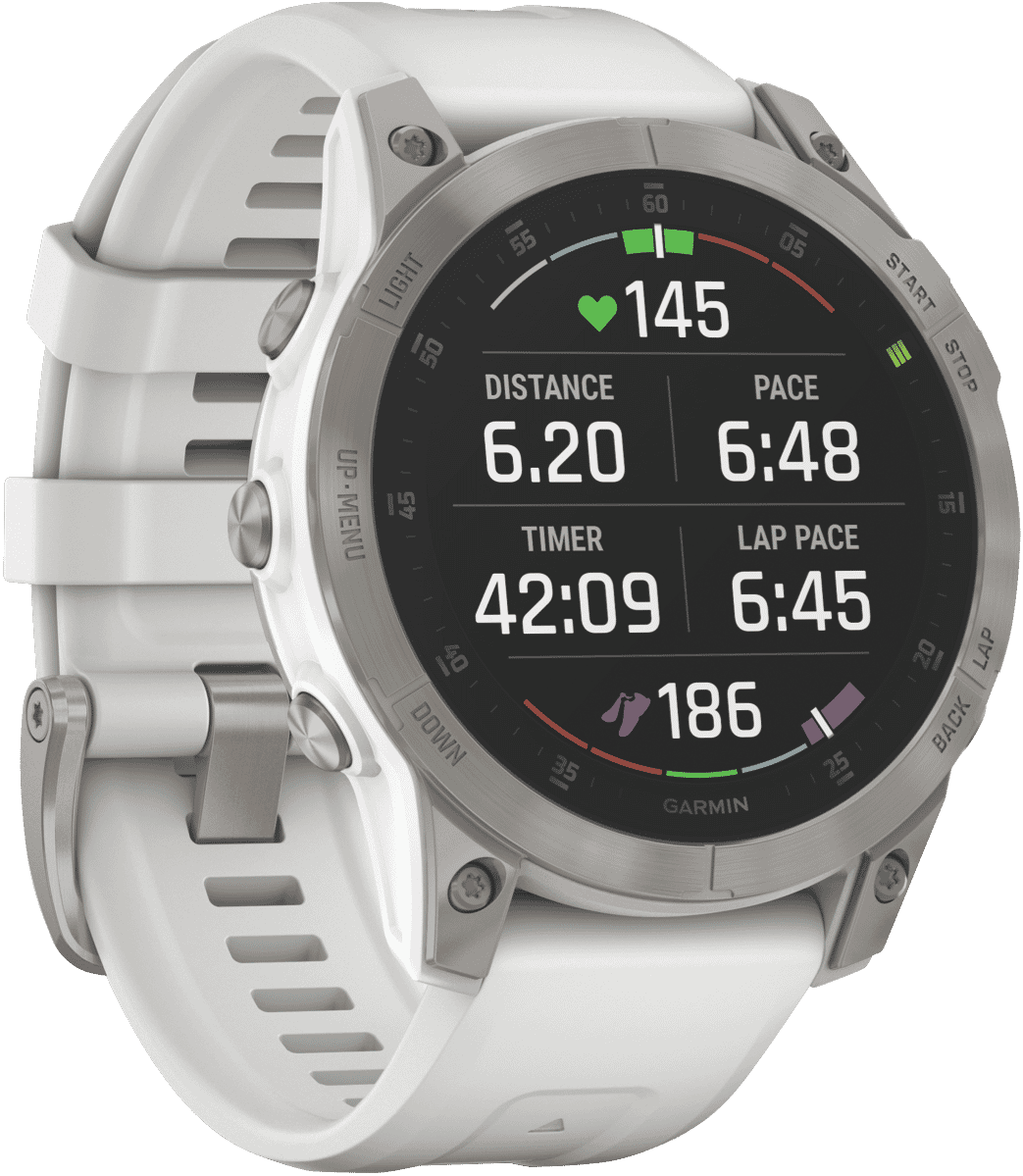Garmin epix (Gen 2), Silver Titanium with Carrera White Silicone Band