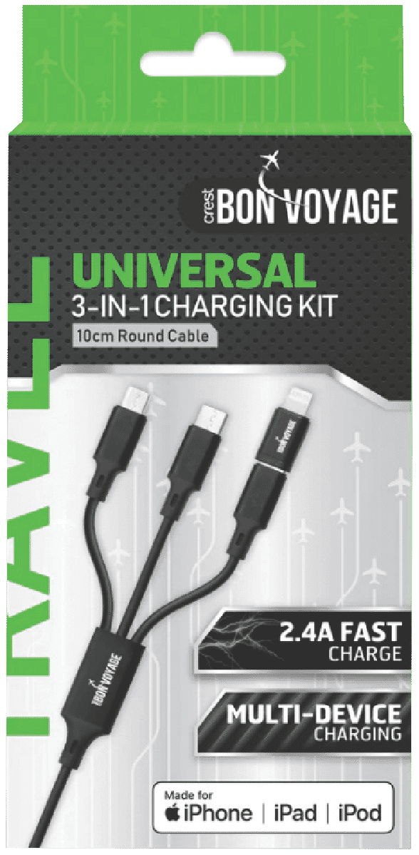 Bon Voyage 3-in-1 Charging Cable 10cm