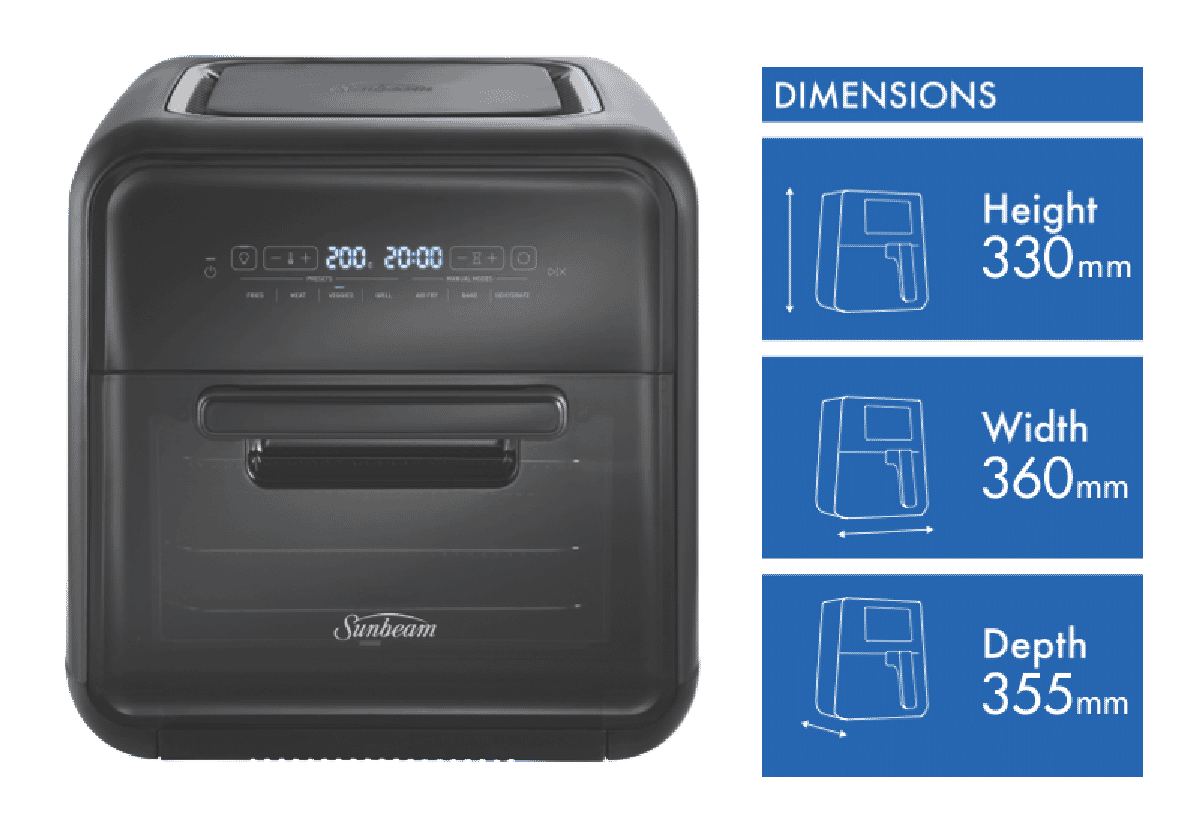 Sunbeam AFP5300BK All In One Air Fryer Oven at The Good Guys