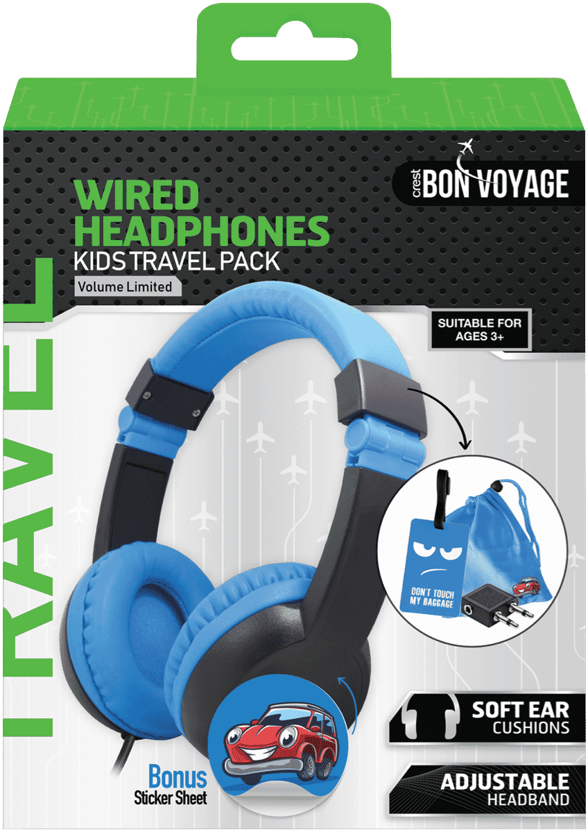 Bon Voyage Kids Headphone Travel Pack  Blue