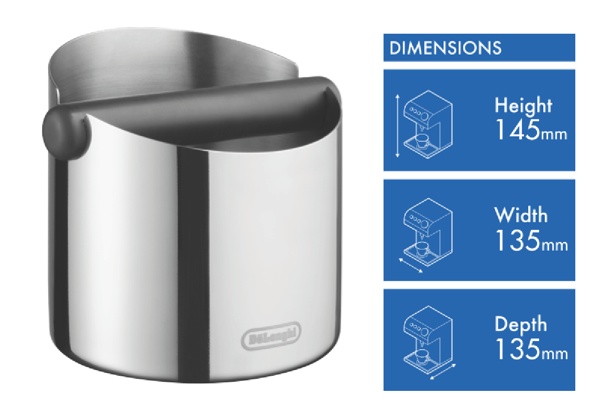 DeLonghi DLSC072 Stainless Steel Knock Box at The Good Guys