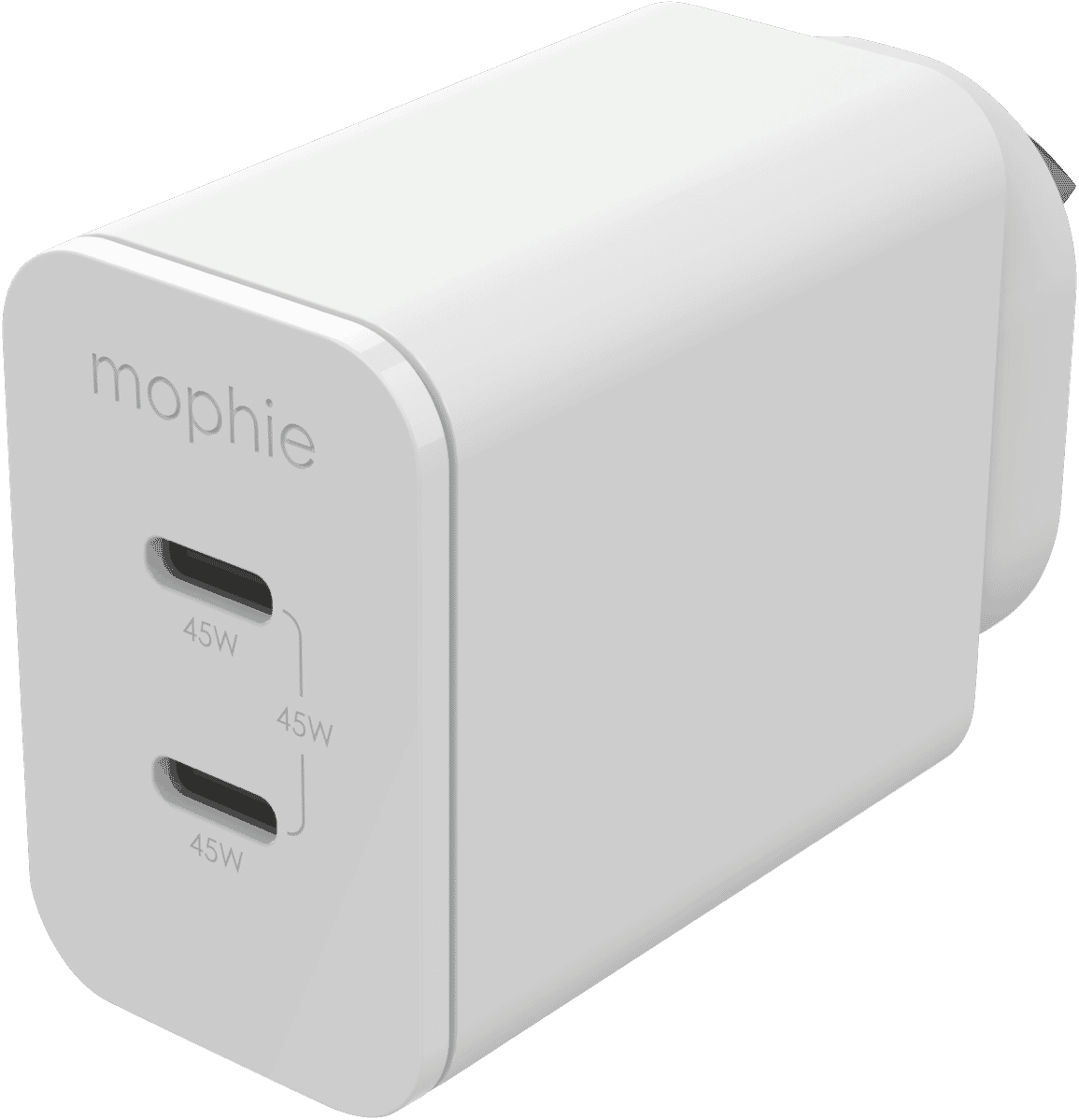 Mophie 45W Dual USB-C GaN Wall Charger PD 2C White 11901282345