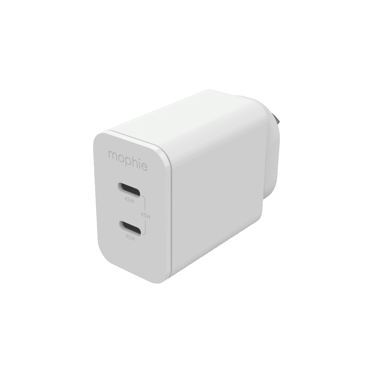 Mophie 45W Dual USB-C GaN Wall Charger PD 2C White 11901282345