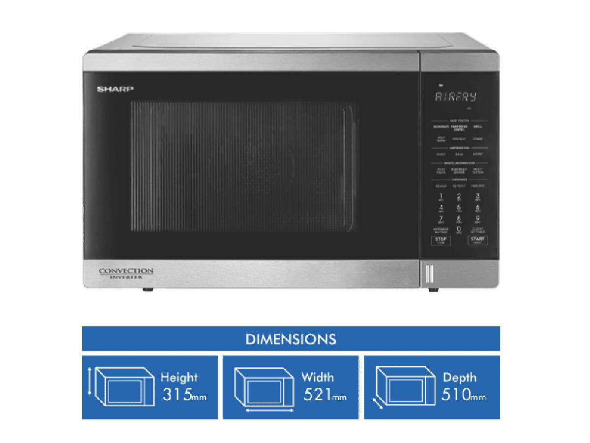Sharp 32L 1100W Airfry Convection Microwave Stainless Steel R321CAFST