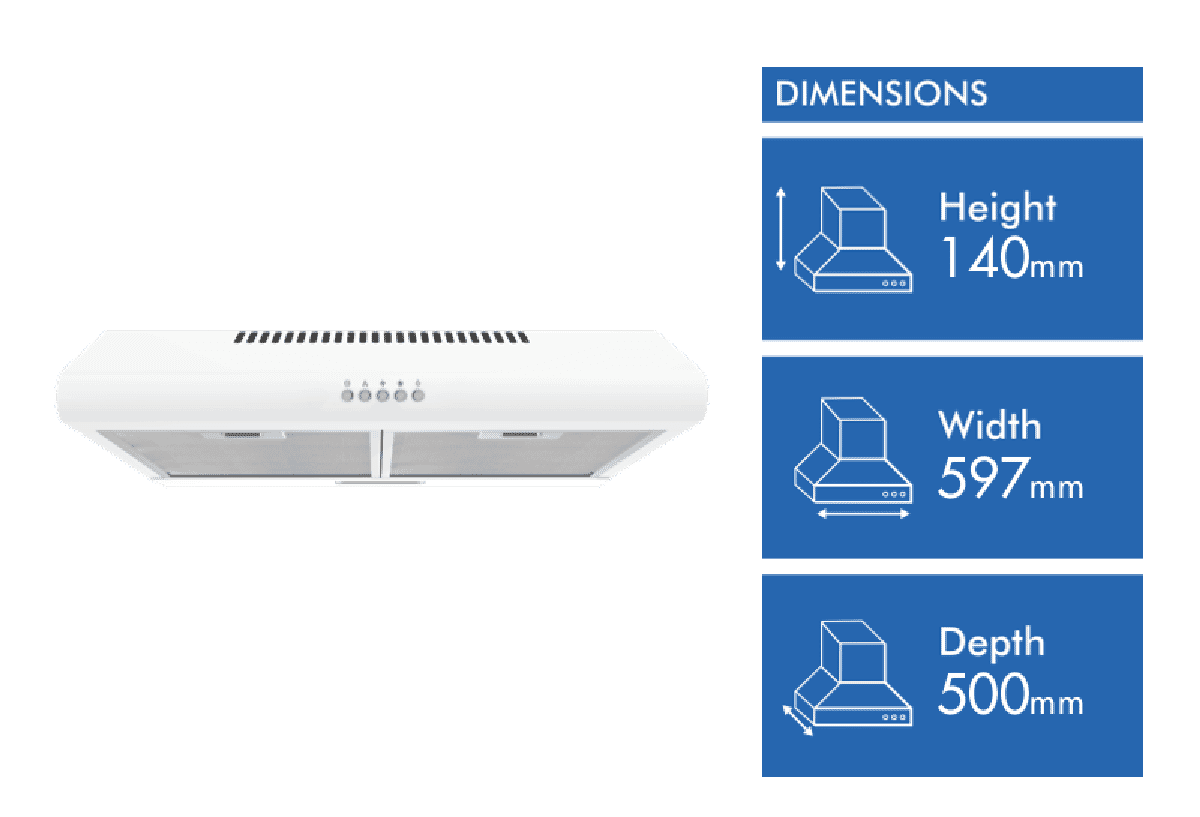 Solt 60cm Fixed Rangehood White GGSRHF600W