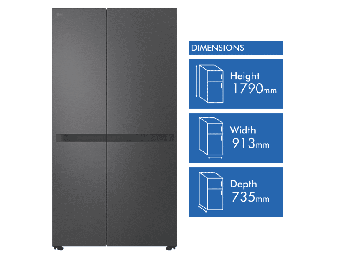 LG 664L Side By Side Refrigerator GSB599MBL