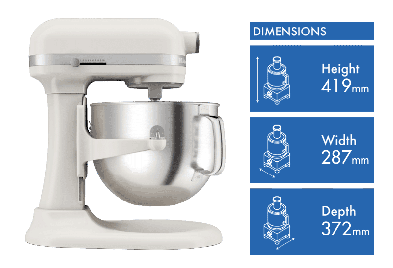 KitchenAid 6.6L Artisan Bowl Lift Stand Mixer Porcelain 5KSM70SHXAPL
